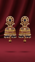 Statement Jhumka Earrings with Mirror Work