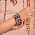 Full-To-Desi Faceted Bead Stacked Kada Set.