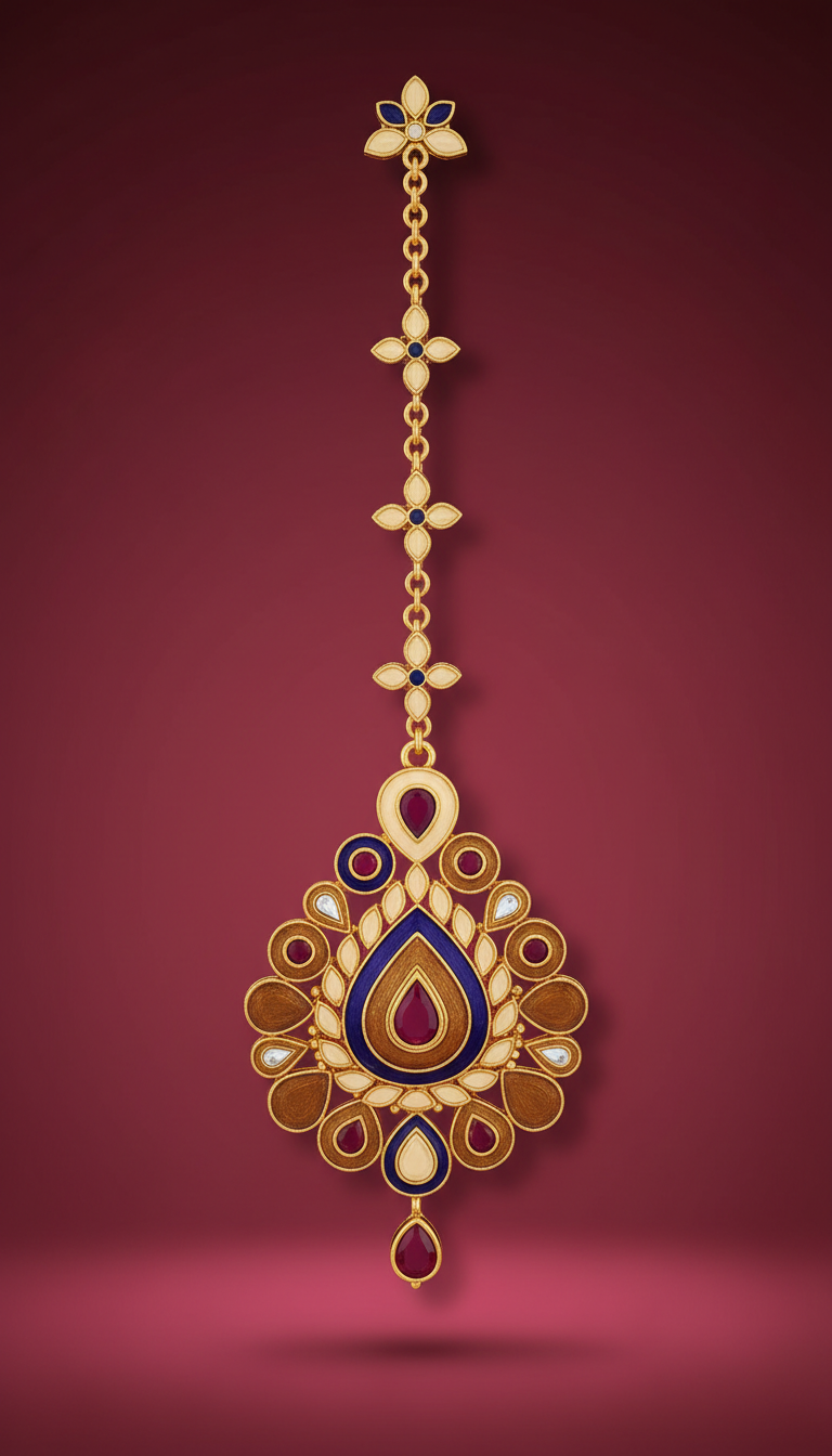 Enamel Maang Tikka with Floral Motif