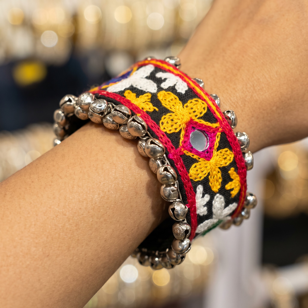 Rangila-Kutch Mirror-Work Fabric Handcuff